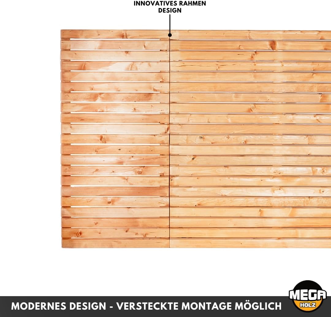 Sichtschutzzaun- Set Rhombus Kiefer Farbton Pinie 7 Zaunfelder inkl. Pfosten und Zaunhalter Garten Holz