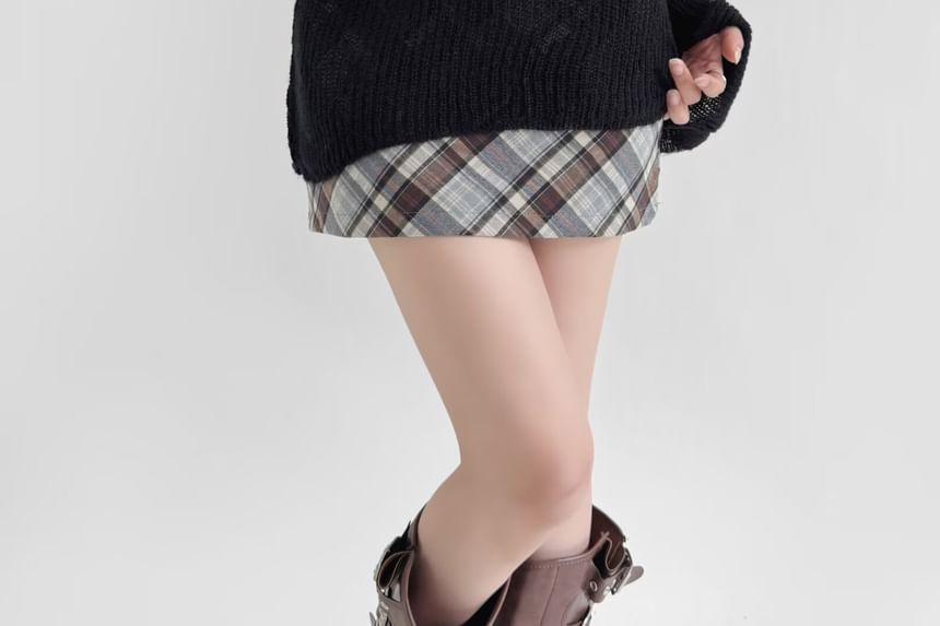 Webeisque - V-hals, effen, slim-fit gebreide top met klokmouwen