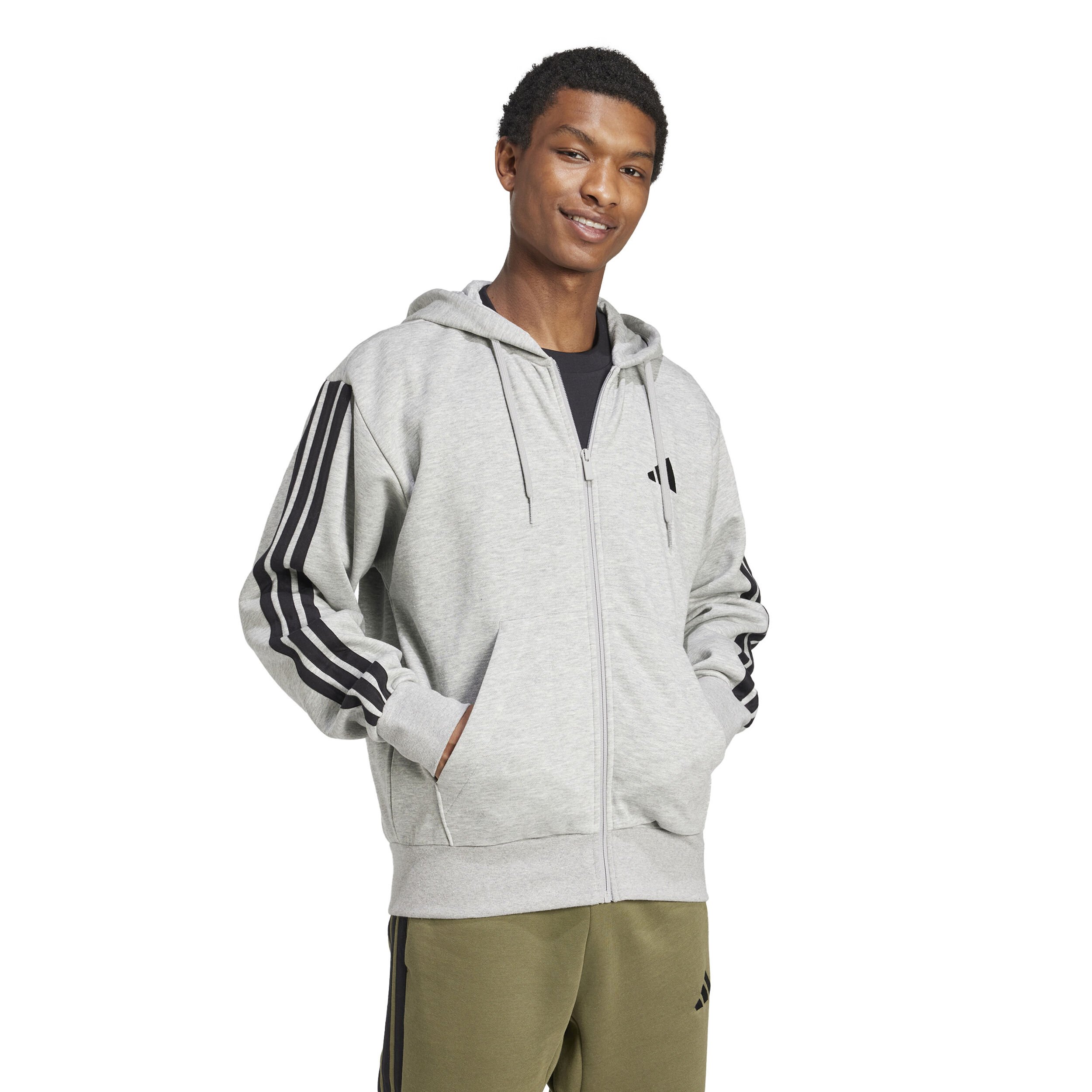 adidas Essentials 3 Stripes Gilet En Coton Hommes - Gris , Noir