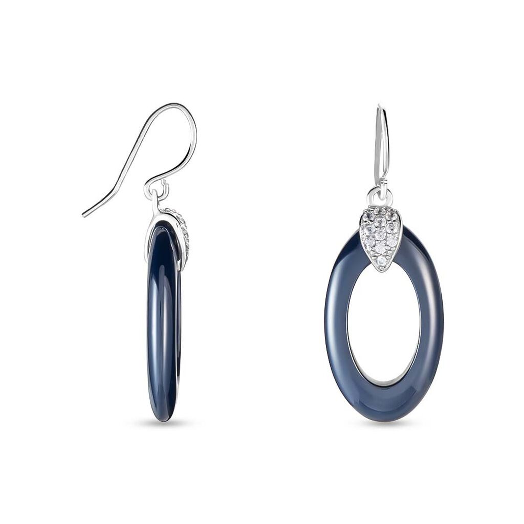 Boucles D'oreilles Pendantes Peer Argent Blanc Oxyde De Zirconium