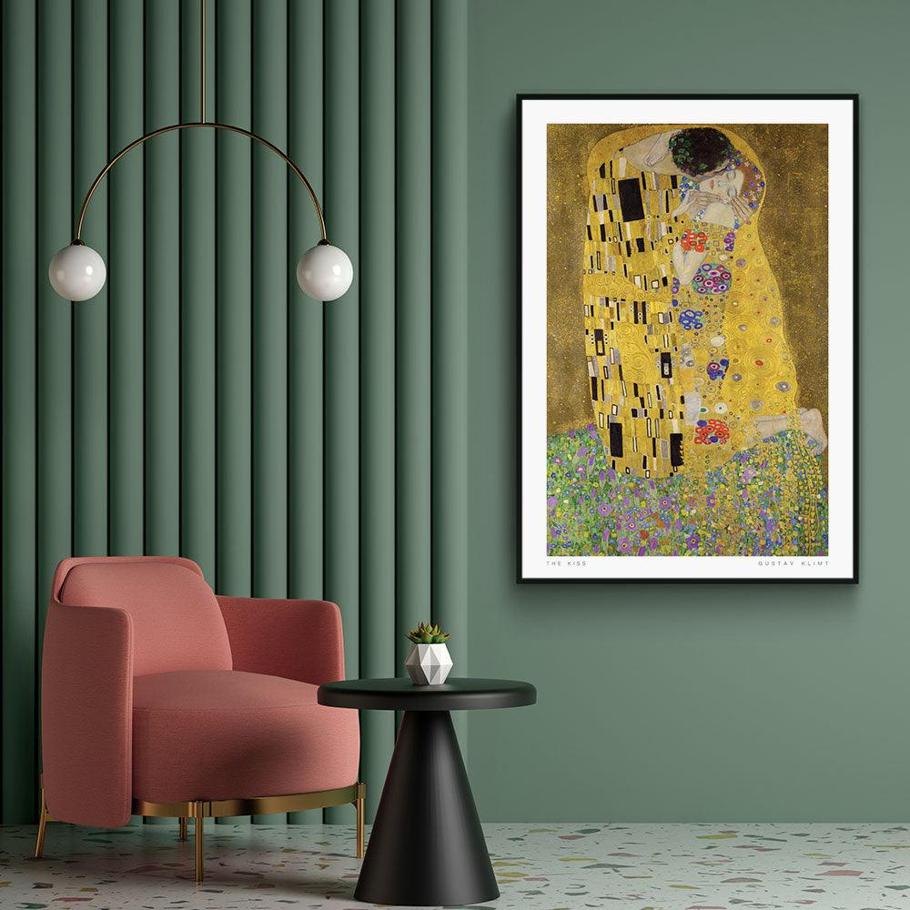 Walljar poster ingelijst - Gustav Klimt - De Kus Poster ingelijst - 70 x 100 cm