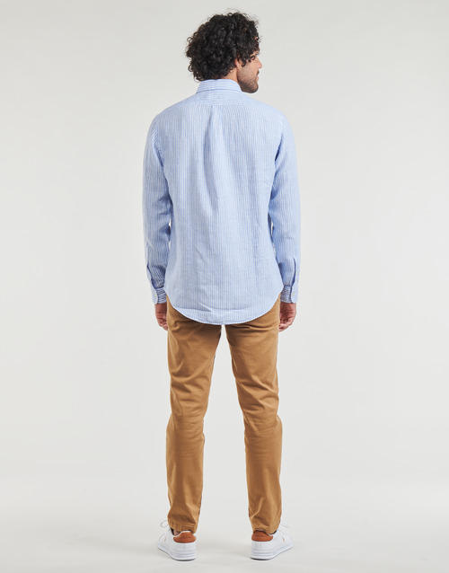 Polo Ralph Lauren - CHEMISE COUPE DROITE EN LIN Azul / Blanco / Azul / Blanco