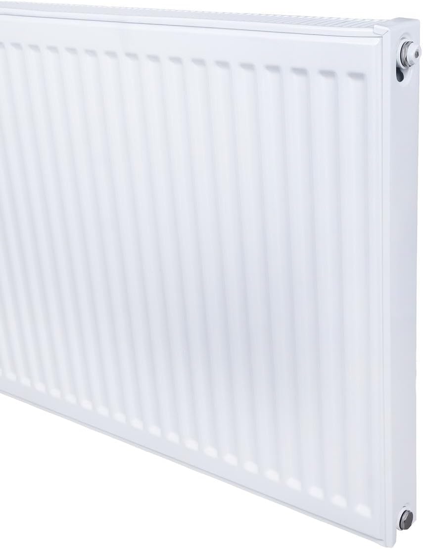 Belrad® Heizkörper Typ 22 | flacher Universalheizkörper mit 6 Anschlüssen | modern, kompakt & energiesparend | Wandmontagefähig | ideal für Wohnzimmer, Bad & Gäste-WC | Flachheizkörper weiß 60x40cm