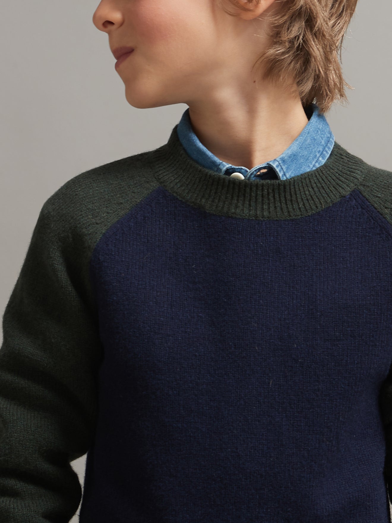 Pull bicolore Garçon en lambswool