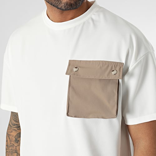 Tee Shirt A Poche Poitrine Beige Clair Camel