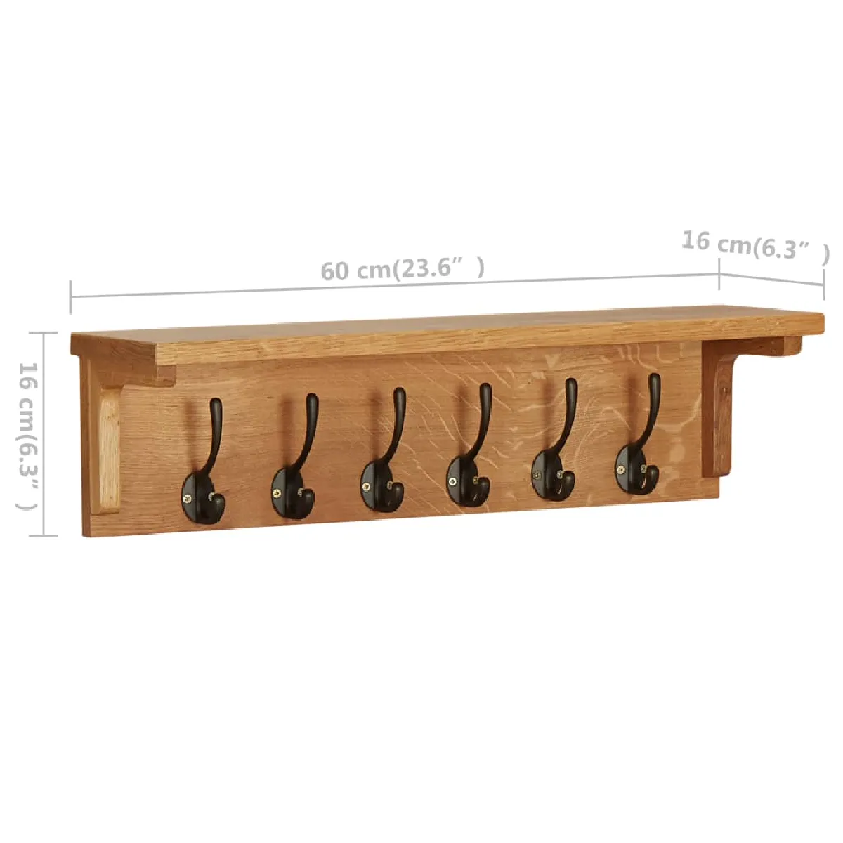 VidaXL Porte-manteau 60x16x16cm - Bois de Chêne