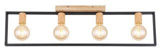 DANIEL Deckenlampe, schwarz 15479-4D,B/H/T: 90 x 26 x 6,5 cm, Metall, Holz