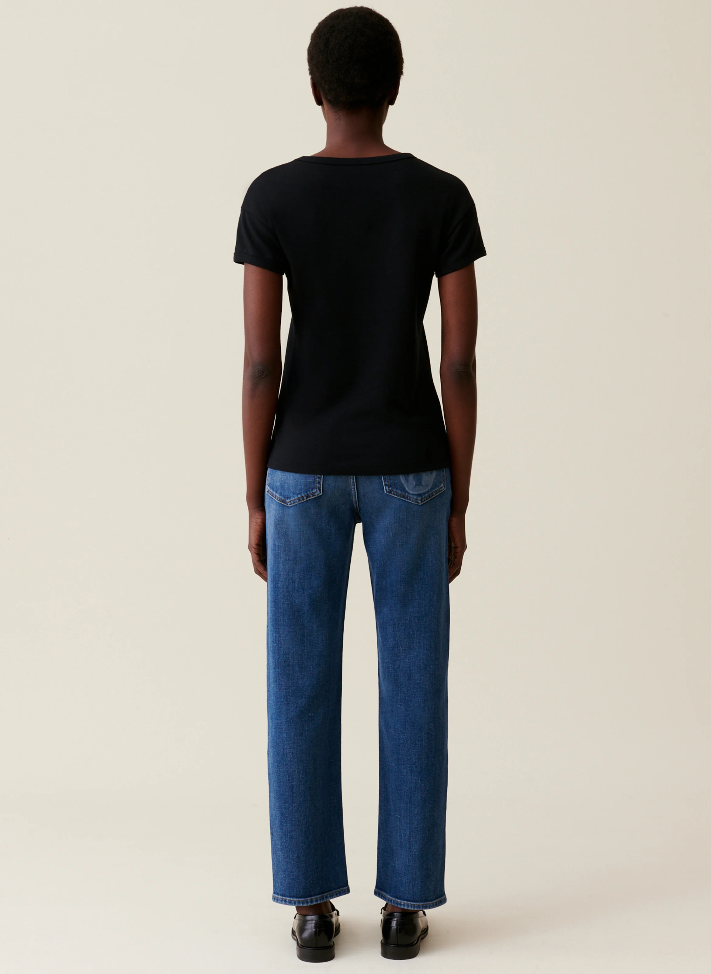 Tee-shirt col rond en coton | Noir