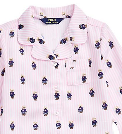 Polo Ralph Lauren Schlafanzug - Weiß/Rose Gestreift m. Kuschelti