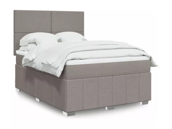 Sommier à lattes de lit avec matelas Taupe 160x200 cm Tissu