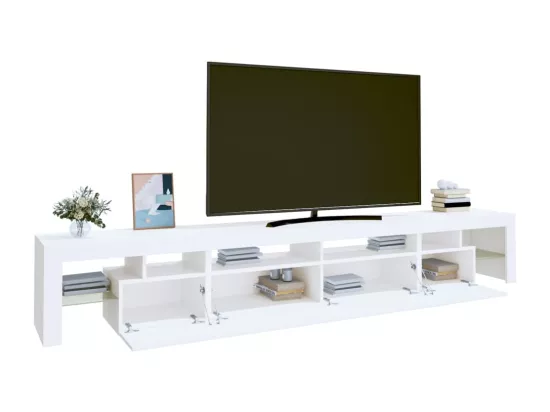 Meuble TV avec lumières LED Blanc 260x36,5x40 cm