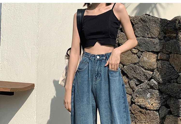 Sancus - Baggy jeans met hoge taille