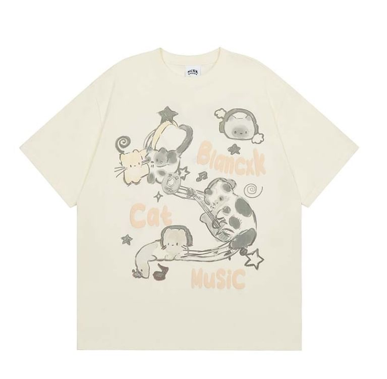 Rosesand - T-shirt met korte mouwen en dierenprint, losvallend model