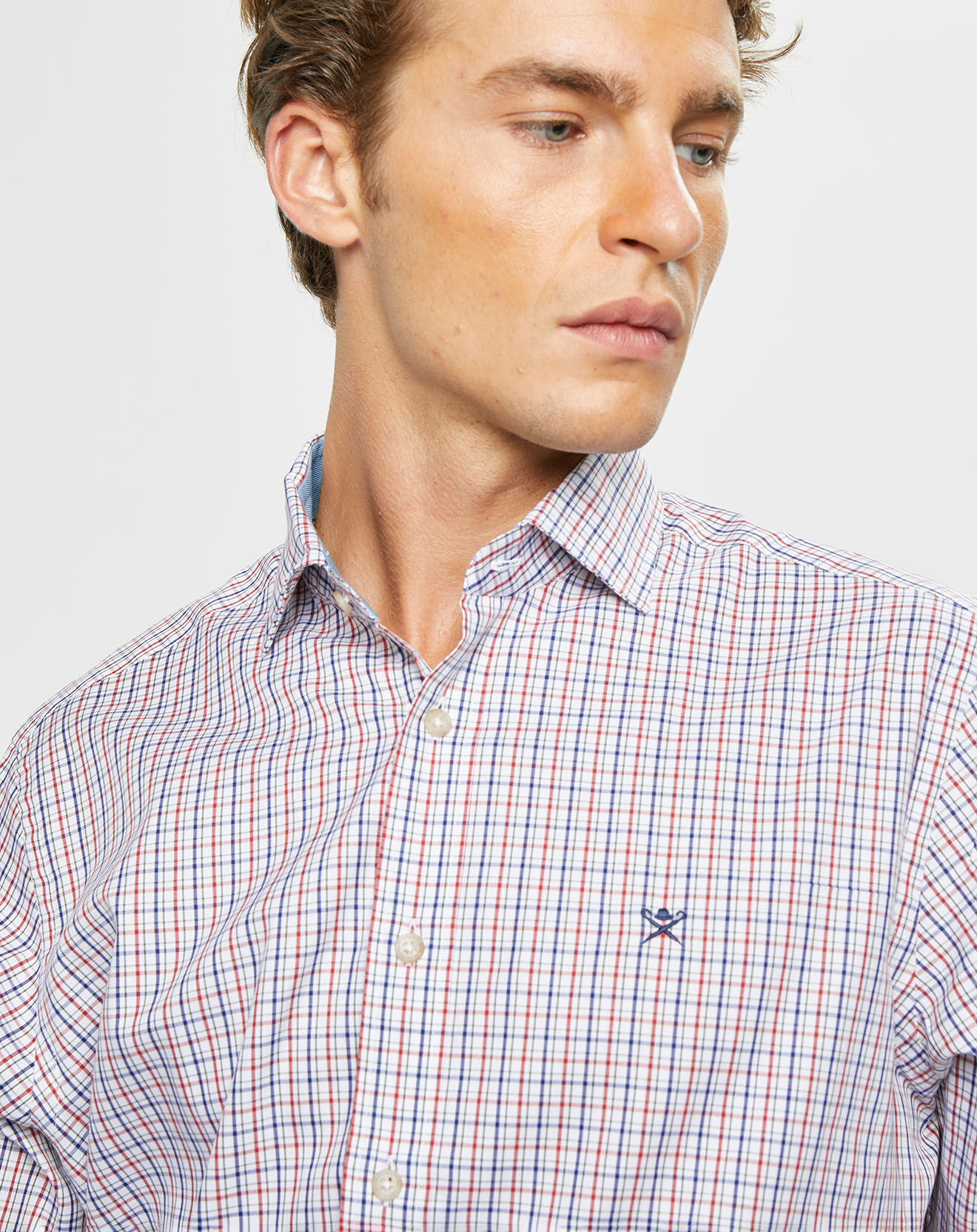 Hackett London Chemise Classic Fit à carreaux blanc/rouge/bleu
