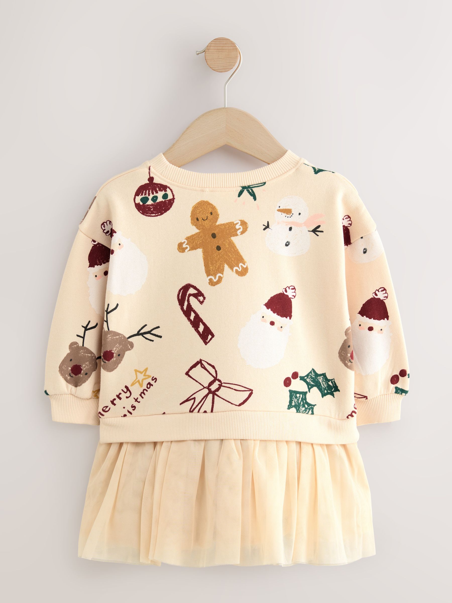 Neutrale kerst - Feestjurk van sweaterstof (3 mnd-7 jr)