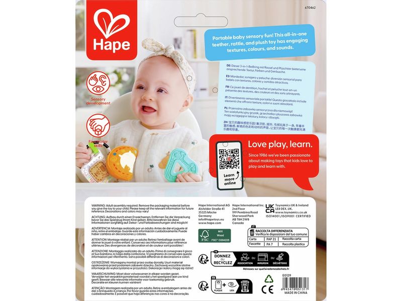Hape Beschäftigungsspielzeug ABC der Sinne-Spielset Spielzeugset fördert die sensorische Entwicklung