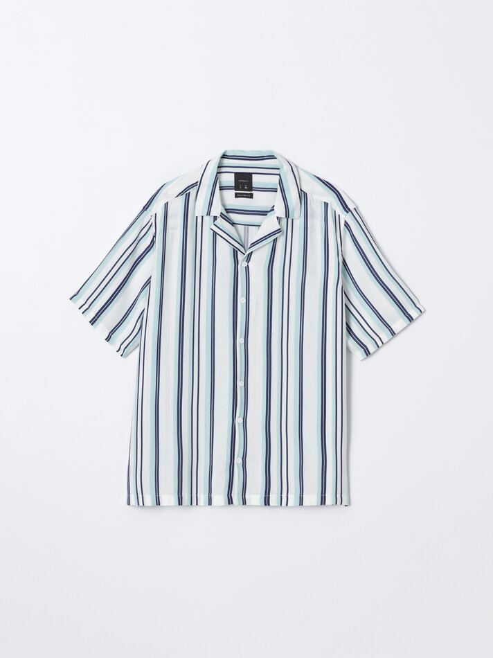 Camisa listrada para resort - Turquesa escuro