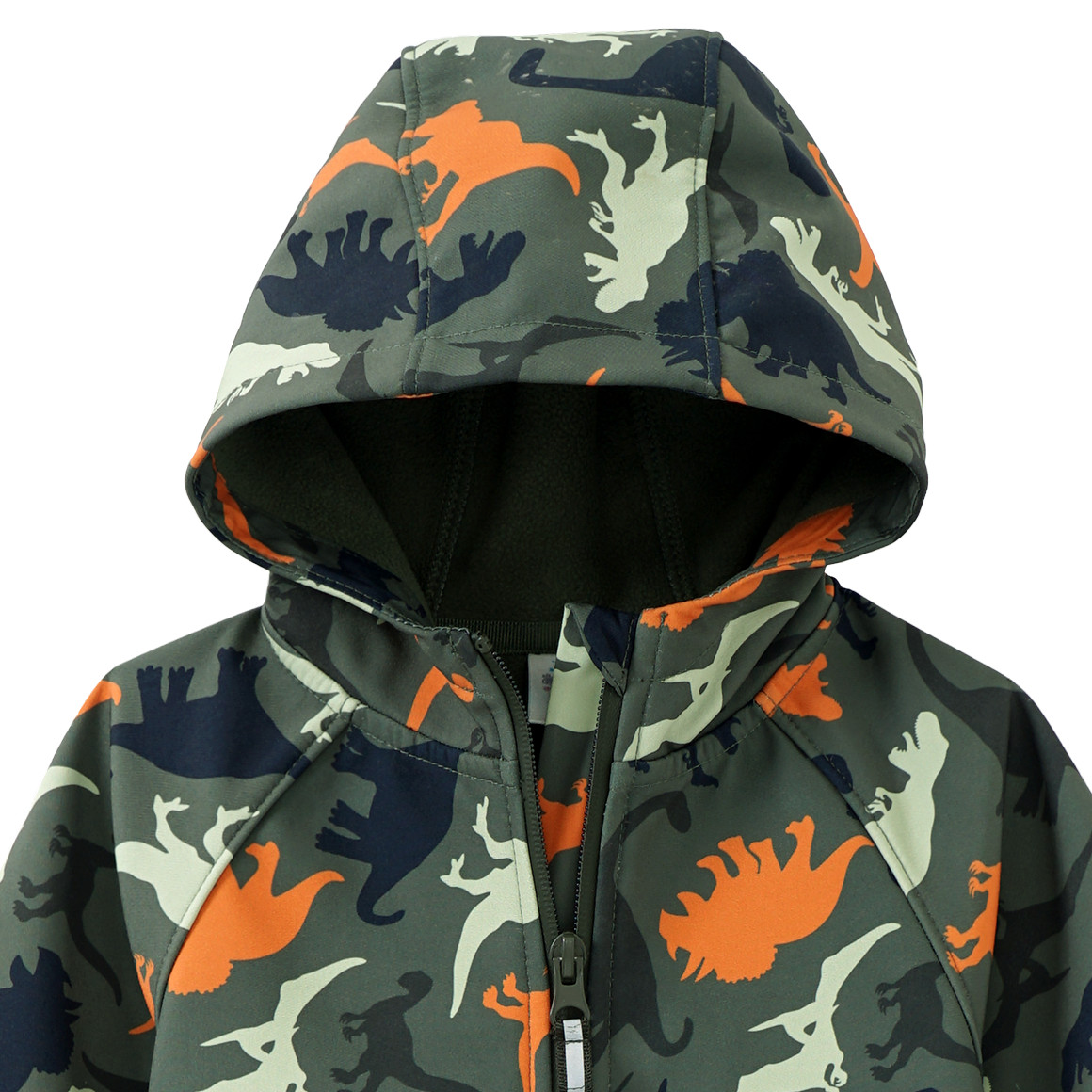 Topomini Baby Softshelloverall mit Dino-Print dunkelgrün / orange
