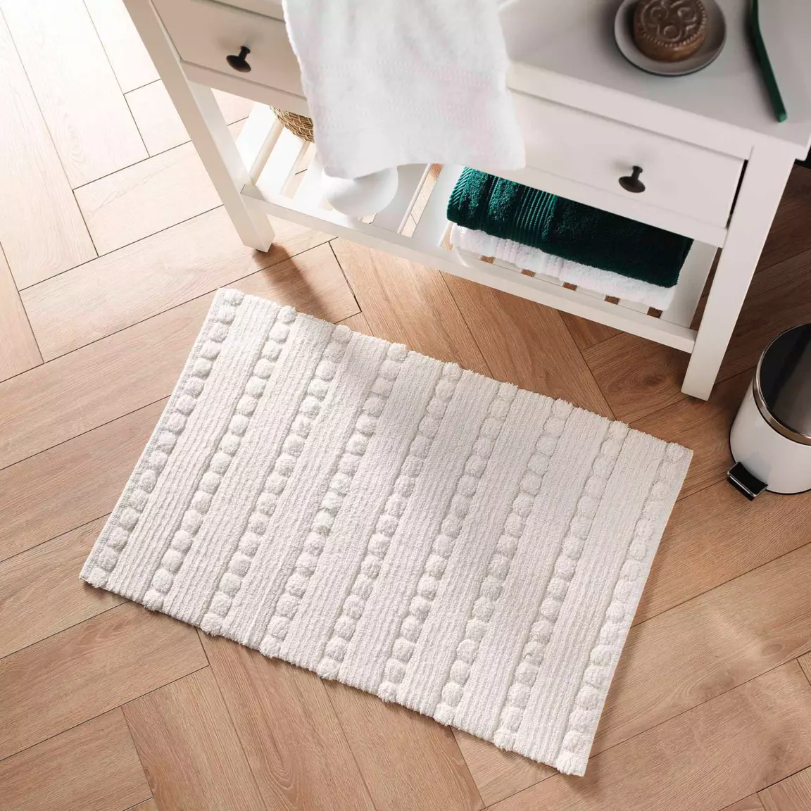 Tapis de bain coton (50 x 80 cm) Cleonis Blanc
