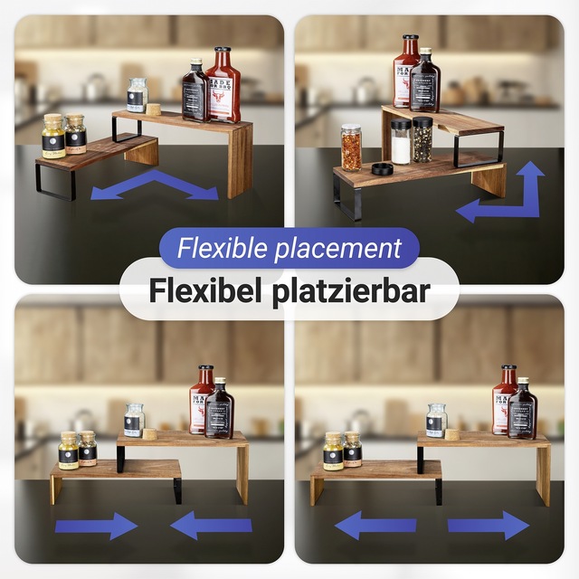 WENKO Küchenregal »Modell Vali Akazie« 2 Stk. tlg. Regal aus Akazienholz für die Arbeitsfläche, flexibel kombinierbar