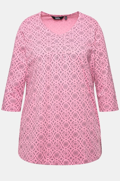 Shirt, A-Linie, Zierfalten, V-Ausschnitt, 3/4-Arm