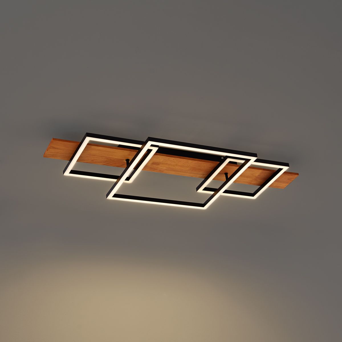 Design plafondlamp zwart vierkant incl. LED 3-staps dimbaar 3-lichts - Nimue