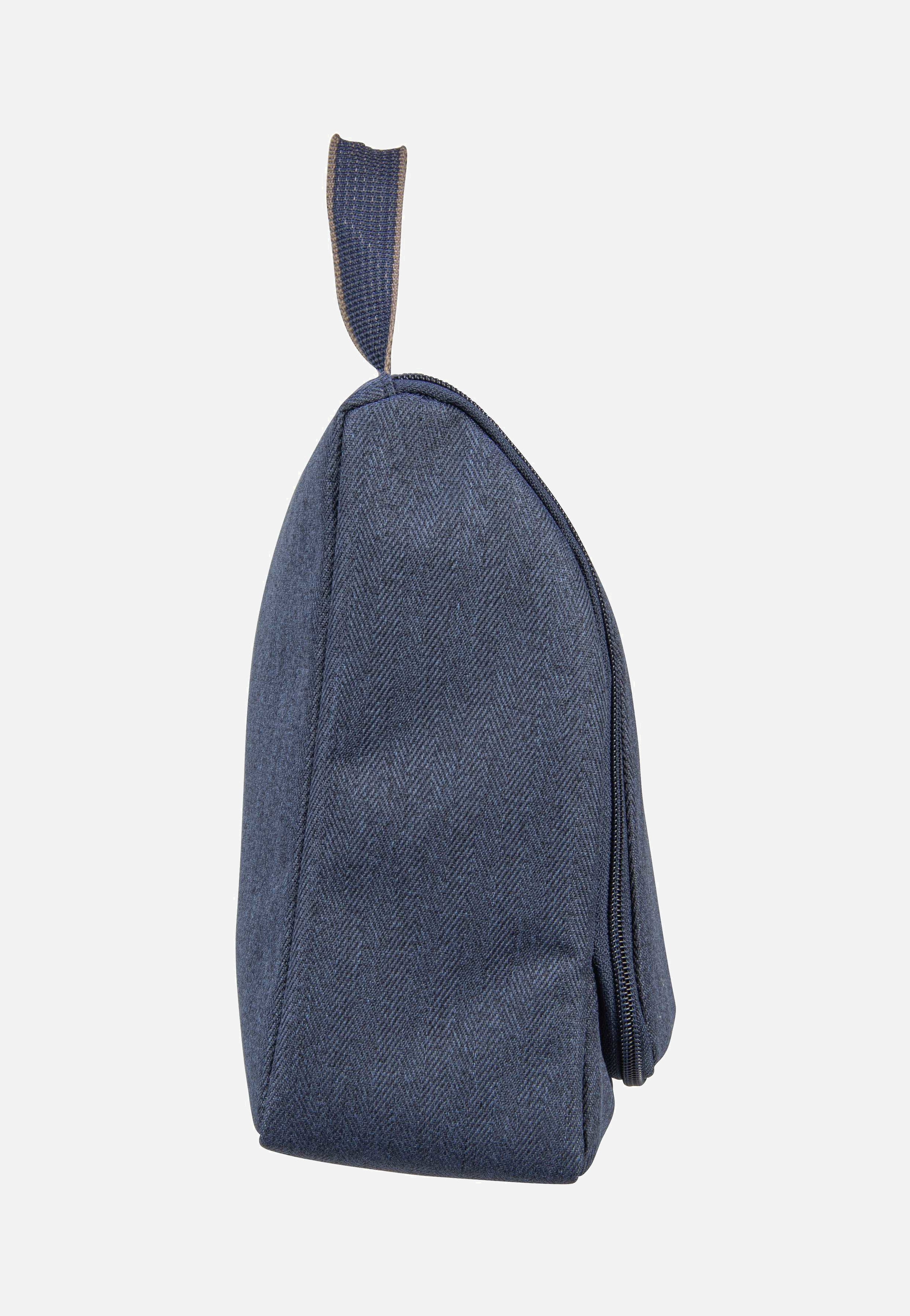 toiletbag XL Herringbone Dark Blue - Kulturbeutel