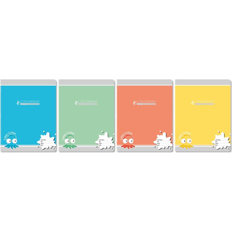 Cahier Conquerant Classique Agrafe 170X220 32P 90G Seyes 2.5Mm Assorti