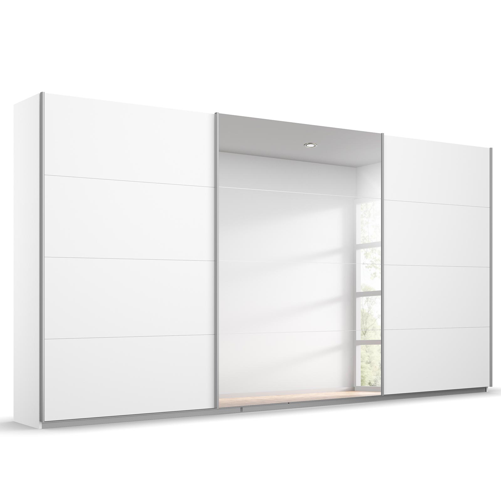 Schwebetürenschrank - alpinweiß - mit Spiegel - 360x210 cm
