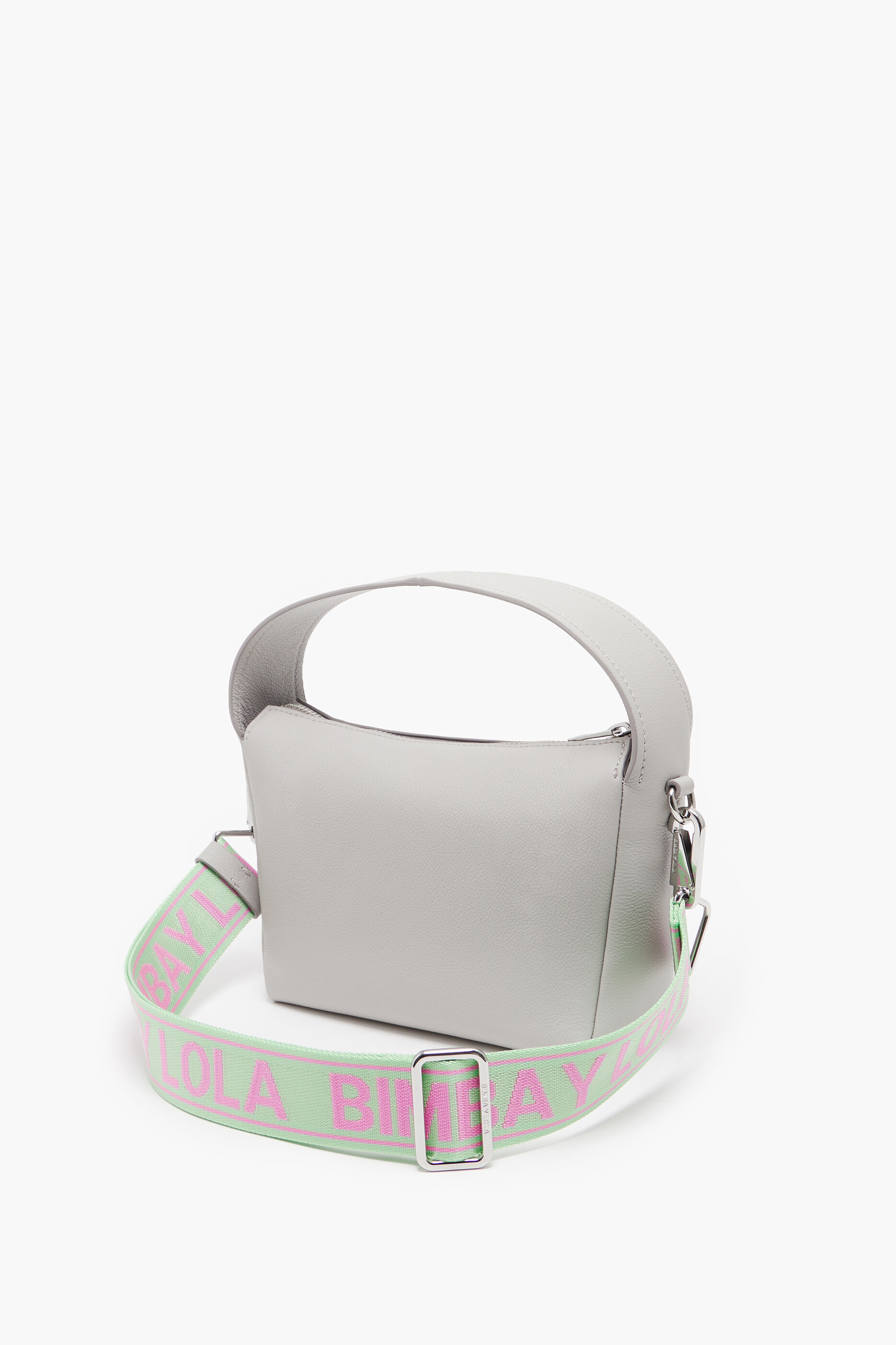 Bolsa hobo pequena de couro cinza