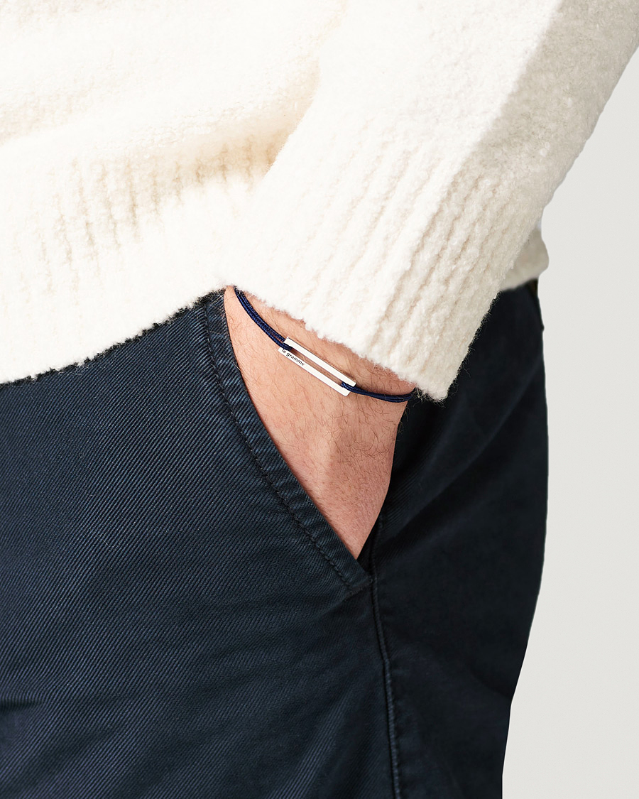 LE GRAMME Cord Bracelet Le 17/10 Navy/Sterling Silver