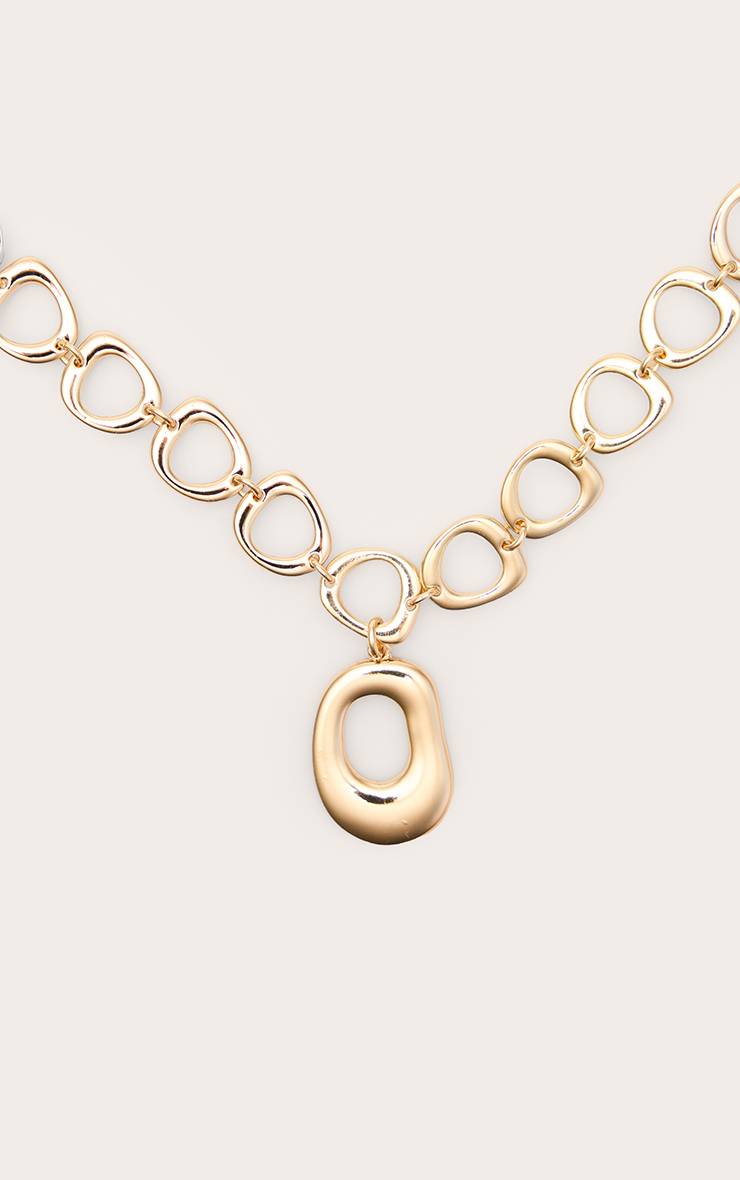 Doré Collier Pendentif Abstrait Doré À Maillons Épais