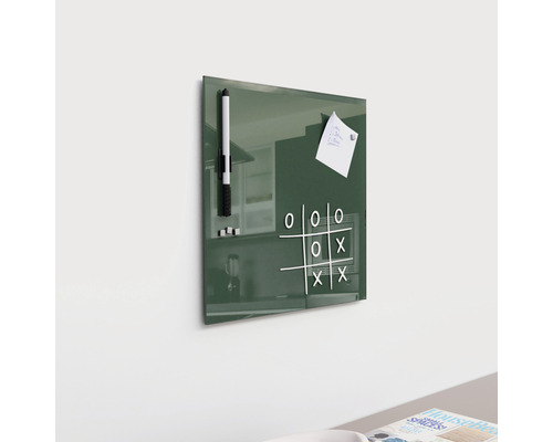 Glazen magneetbord, dennengroen, 30x30cm