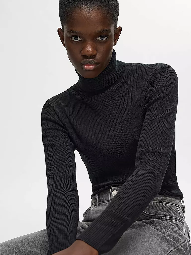 SELECTED FEMME Rollkragenpullover SLFNAJA schwarz