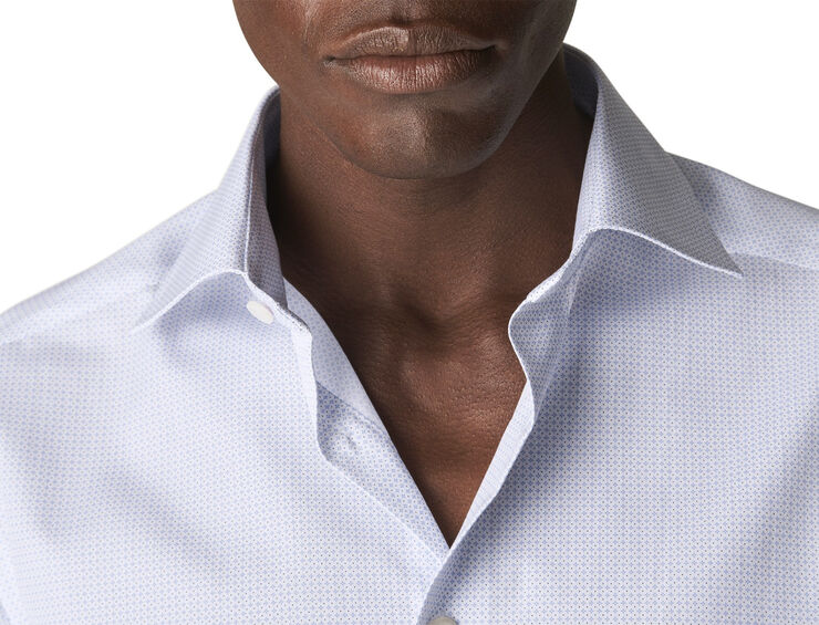 ETON Light Blue Micro Print Shirt - Slim Fit Lyseblå