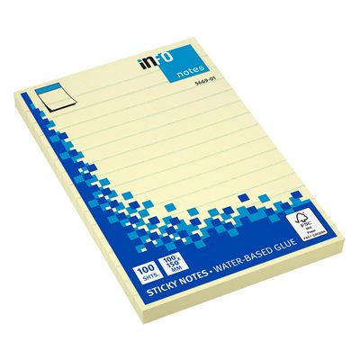 Global Notes - Notes adhésives lignées - 100 feuilles - 100 x 150 mm - jaune