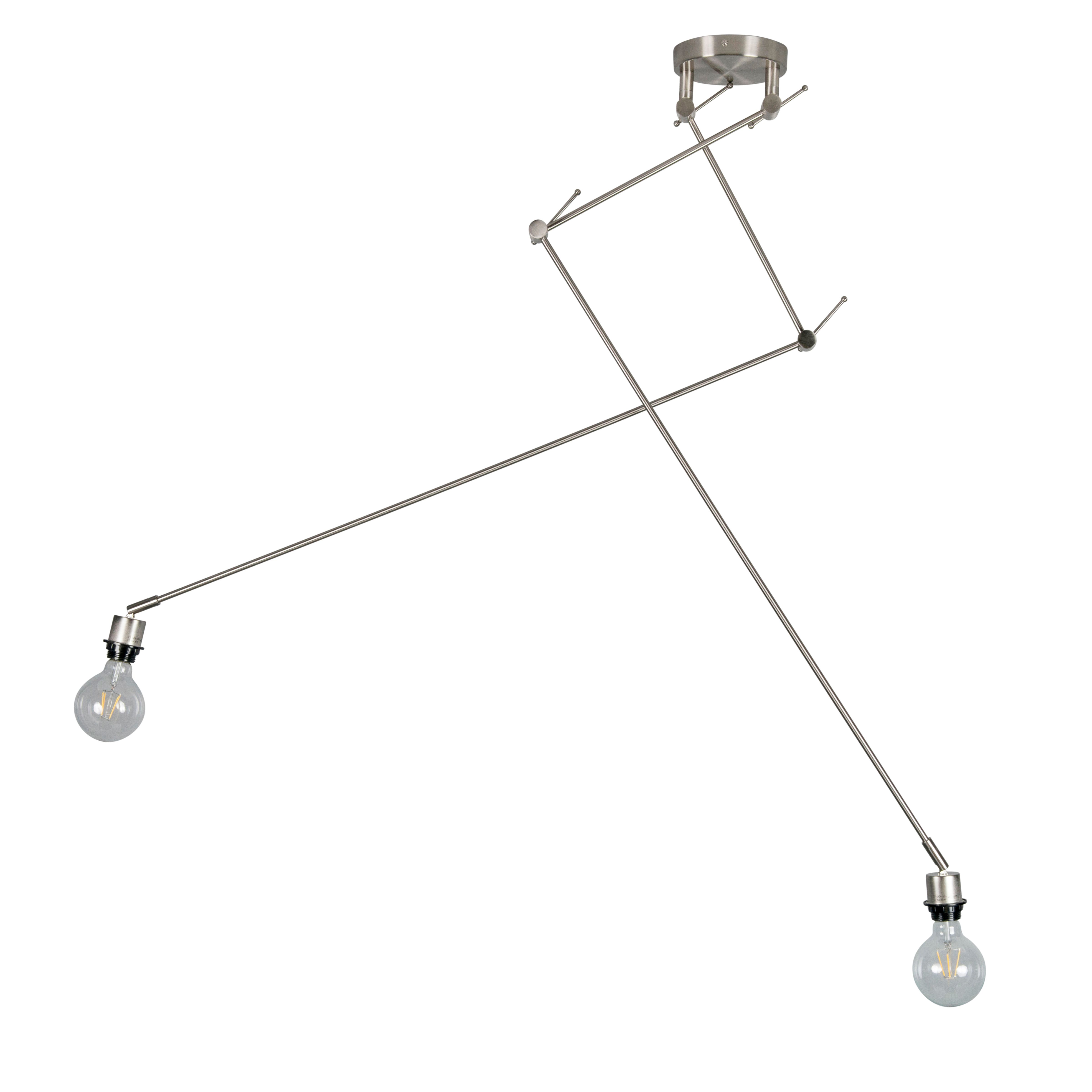 Moderne hanglamp staal zonder kap 2-lichts - Blitz