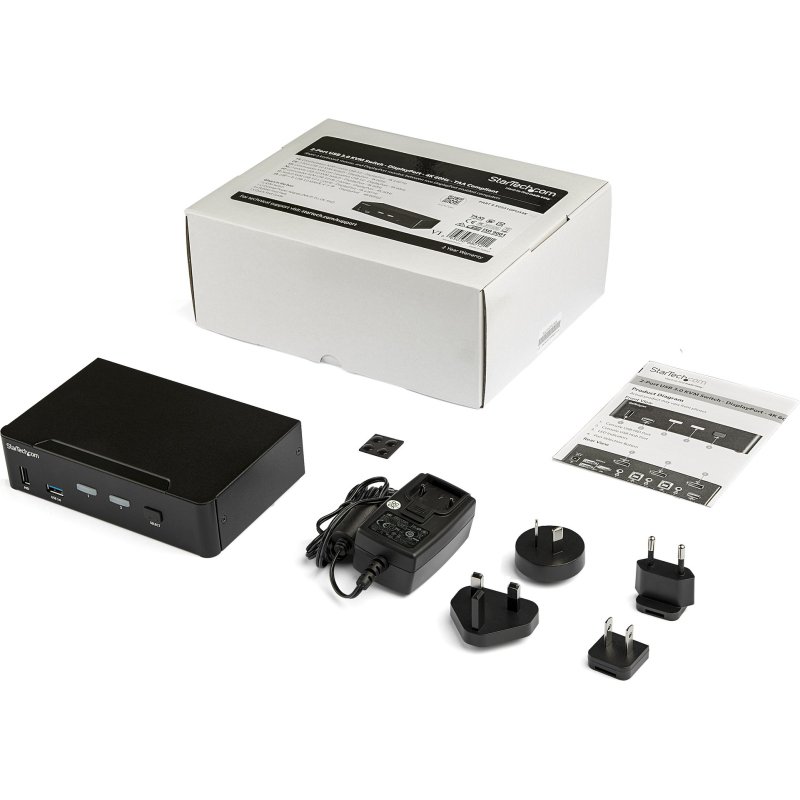 StarTech.com Switch KVM DisplayPort à 2 Ports - 4K60Hz - Écran Unique - Switch KVM USB UHD DP 1.2 à 2 Ports avec Hub USB 3.0 Intégré et Audio - Dell HP Apple Lenovo - Conforme TAA
