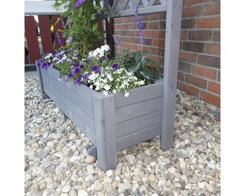 Bloembak met trellis Flora promadino hout 91 x 41 x 130 cm grijs