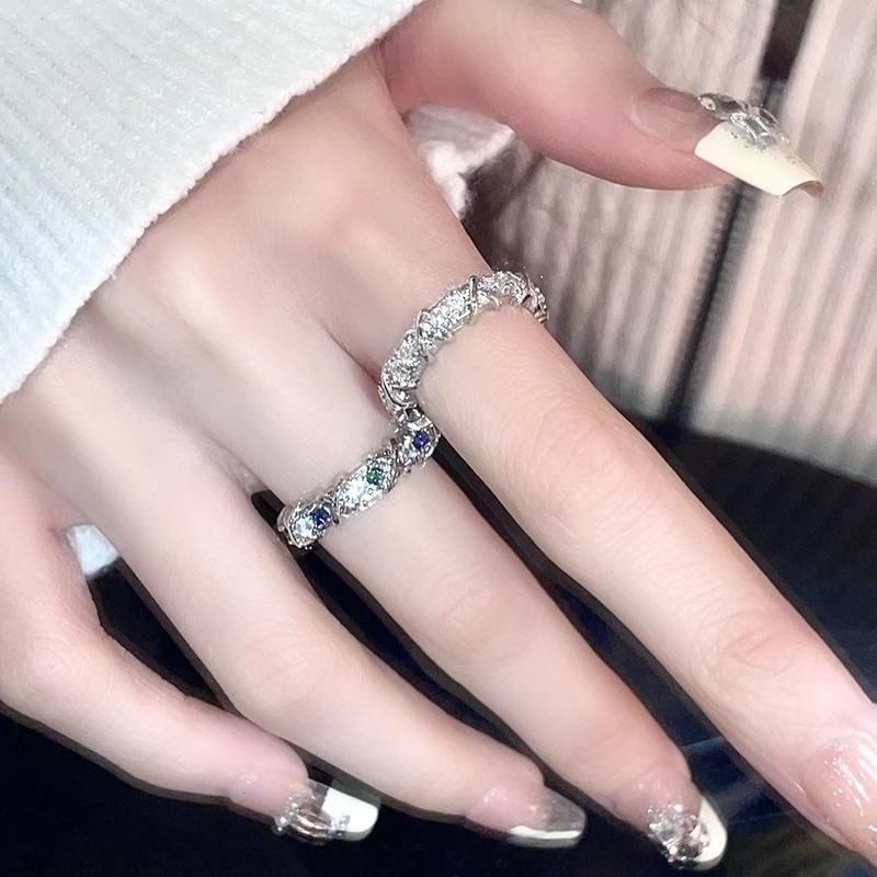 Lilafey - Set van 3: Maansteen / Strass / Legering Open Ring (Diverse Ontwerpen)