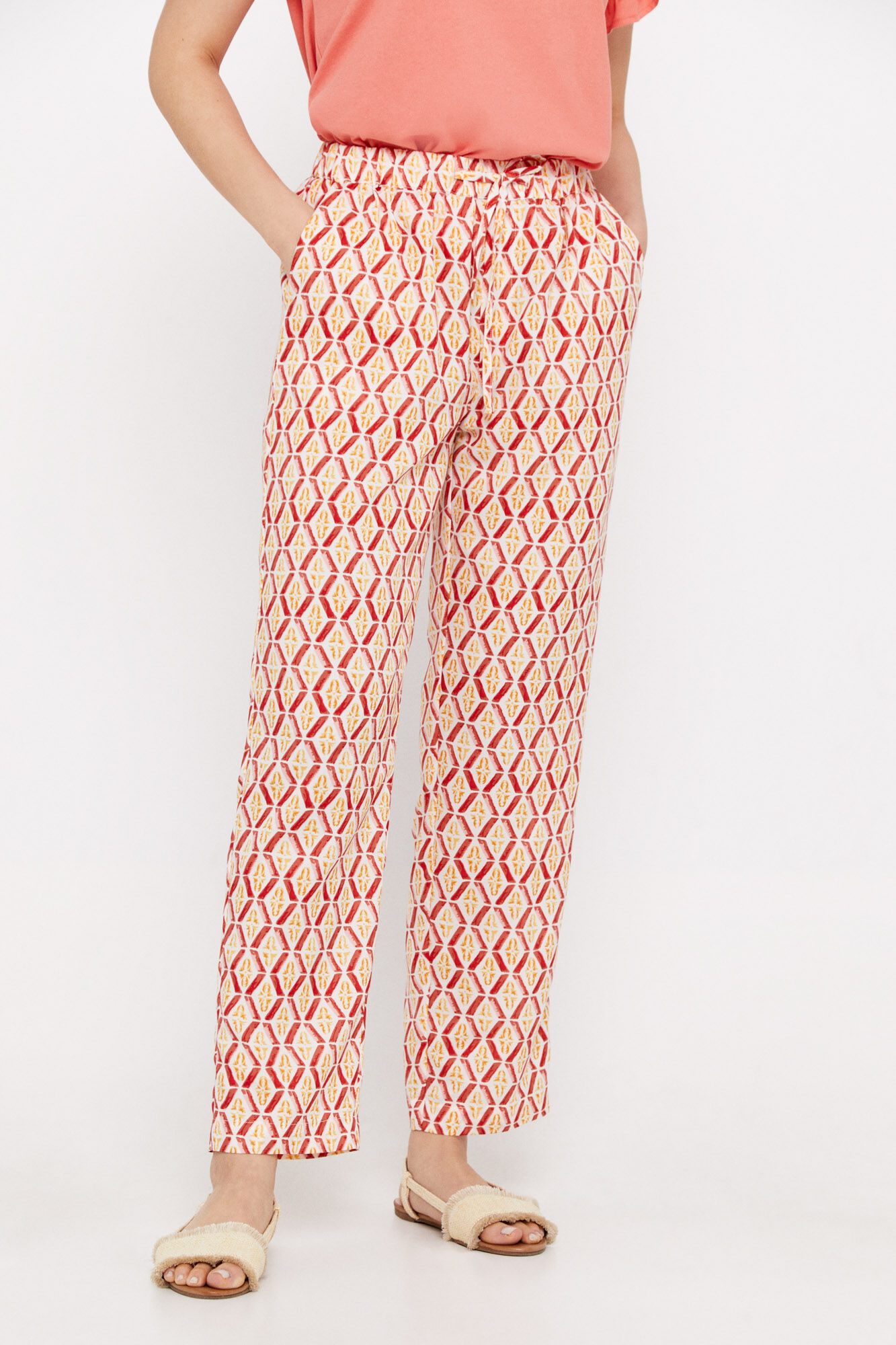 Calças fluidas estampadas - Estampa branca