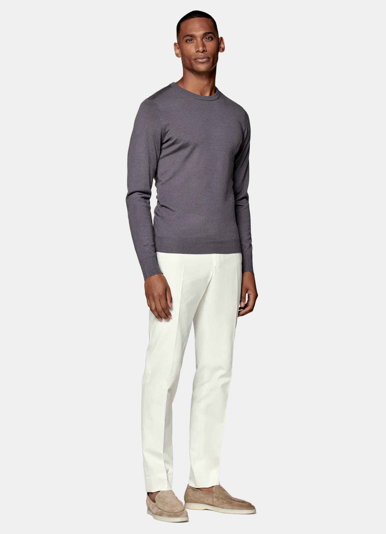 Pull col rond Merino violet
