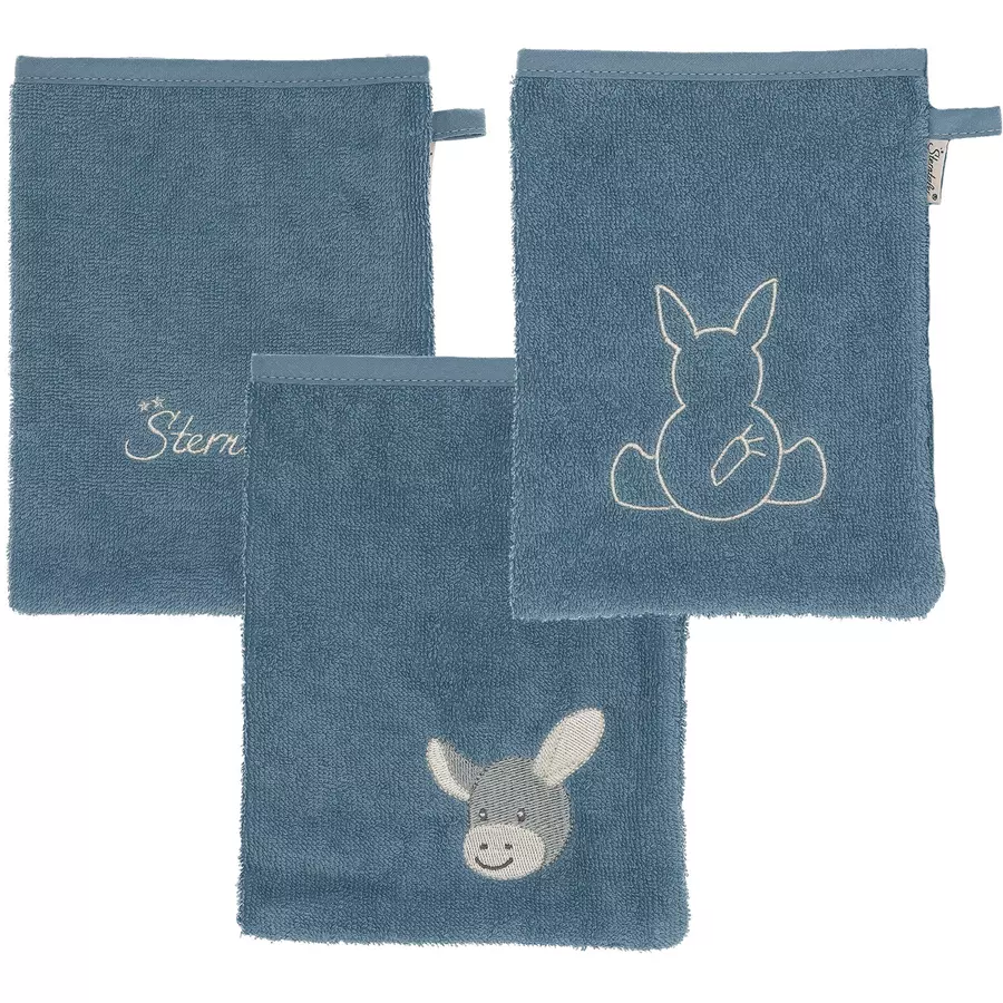 Sterntaler Waschhandschuhe 3er Pack Emmi graublau