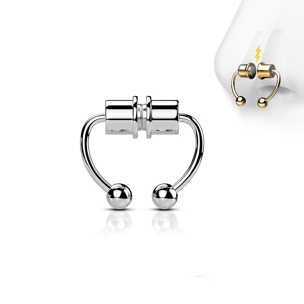 Fake Septum 316L Chirurgenstahl Magnetisches Nasenpiercing Hufeisen - Silber