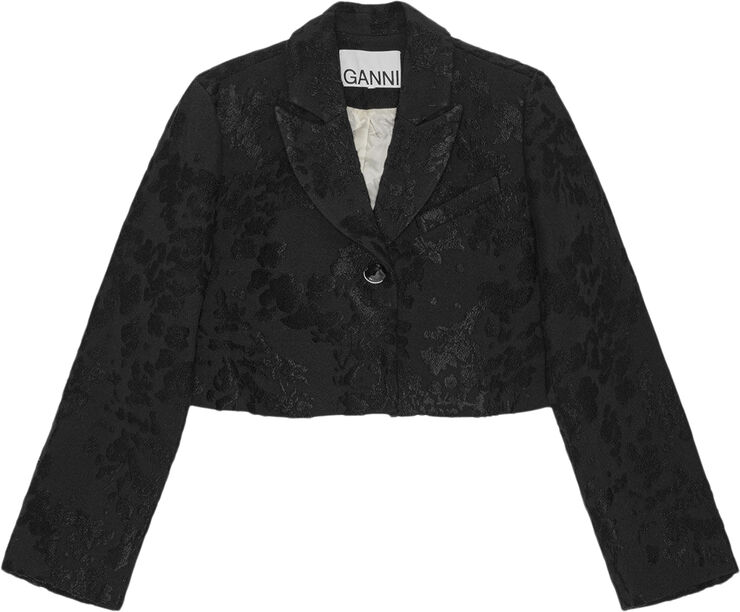 Ganni Boucle Jacquard Suiting Cropped Bla Black