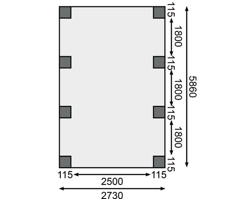 Enkele carport Karibu Dahnen 2 variant A 318x670 cm drukgeïmpregneerd
