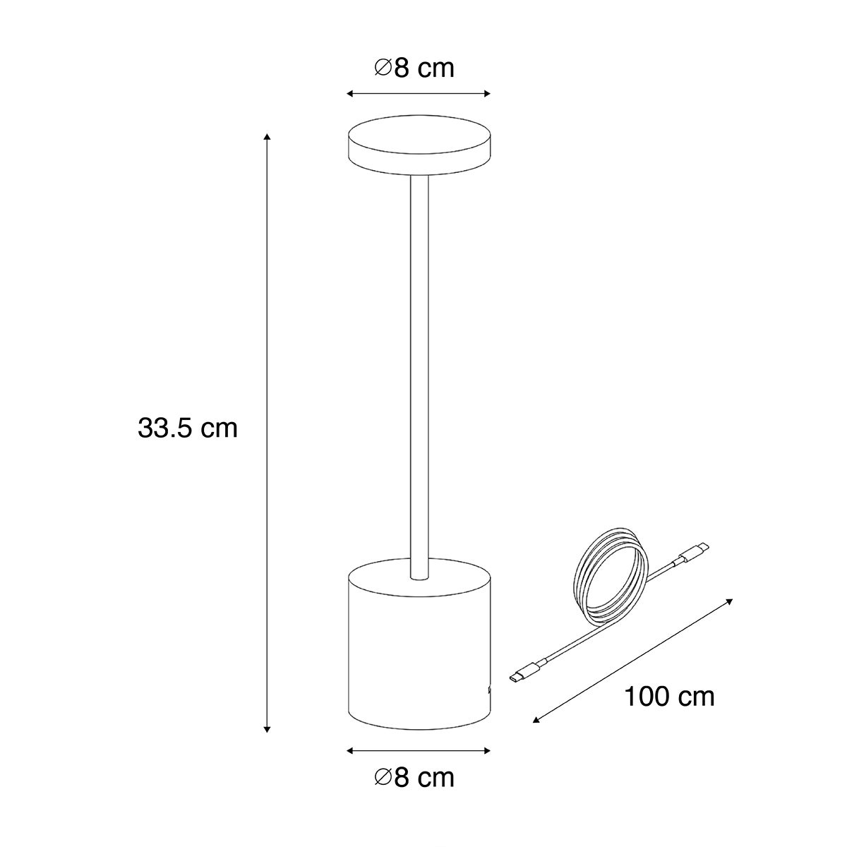 Buitentafellamp, wit, inclusief LED en oplaadbare dimmer - Dupont