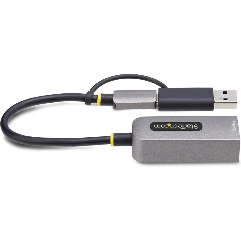 StarTech.com Adaptateur 2.5GbE USB-C vers Ethernet avec Convertisseur USB-A, NBASE-T NIC, USB 3.0 Type-C 2.5/1G Réseau Multi Speed, Compatible Thunderbolt, Windows & Mac