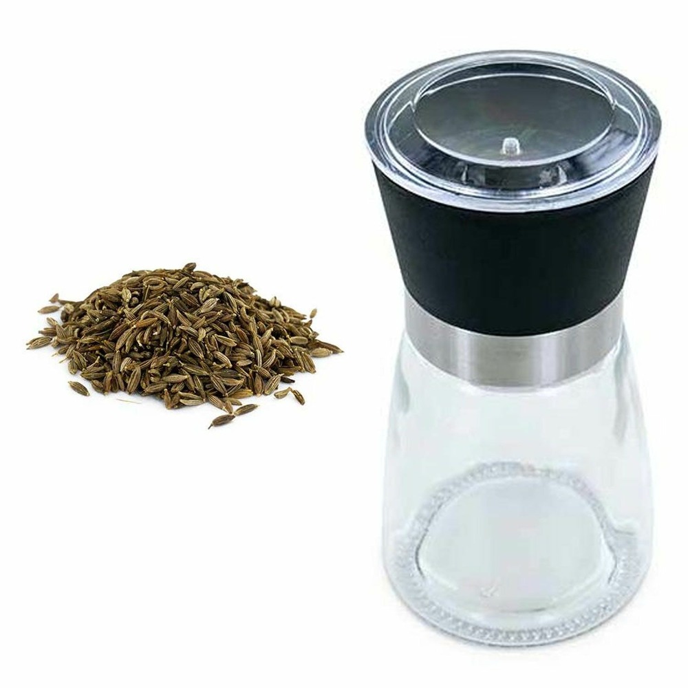 Moulin à épices en verre et céramique + cumin entier bio