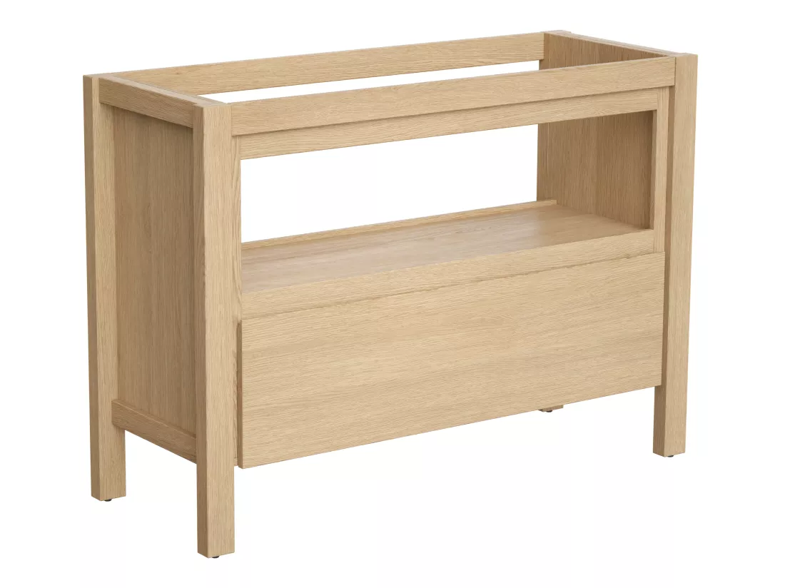 Meuble sous vasque avec niche de rangement - Placage chêne - 120 cm - COSMOTI